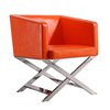 Manhattan Comfort Hollywood Lounge Accent Chair in Orange and Polished Chrome (Set of 2) 2-AC050-OR